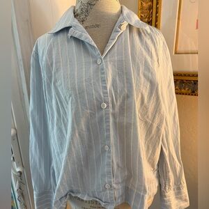 COS Blue and White Cotton Striped Shirt